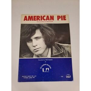 American Pie By Don McLean 1972 Sheet Music Mayday & Yahweh Tunes Inc